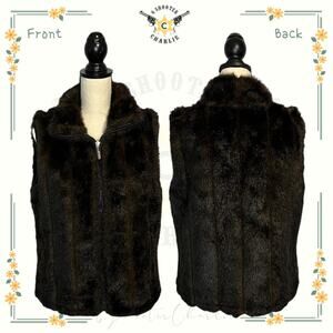 Women's Giacca iGallery Reversible Brown Faux Fur Vest Size Medium